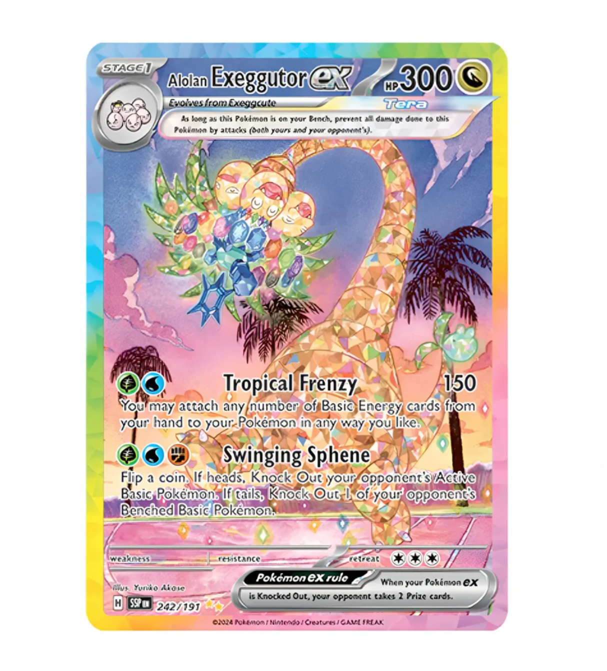 Tarjeta Pokemon Alolan Exeggutor Ex - 242/191 - Surging Spar