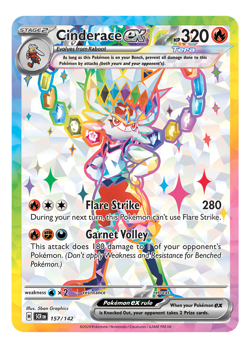 Tarjeta Pokemon Cinderace Ex - 157/142 - Stellar Crown - Hol